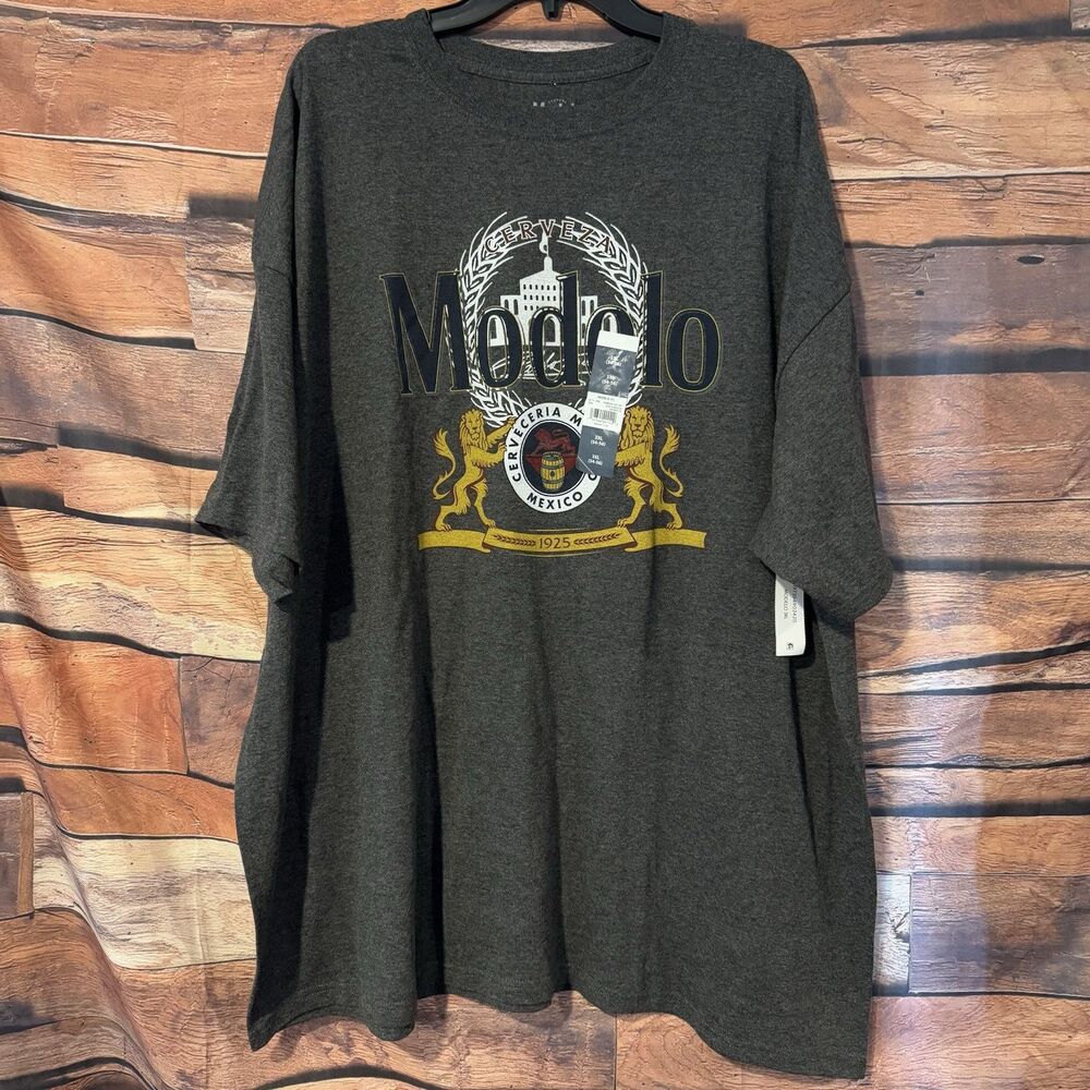 Modelo Especial Beer Men's 3XL Graphic T-Shirt Charcoal Gray Logo Crest NEW NWT